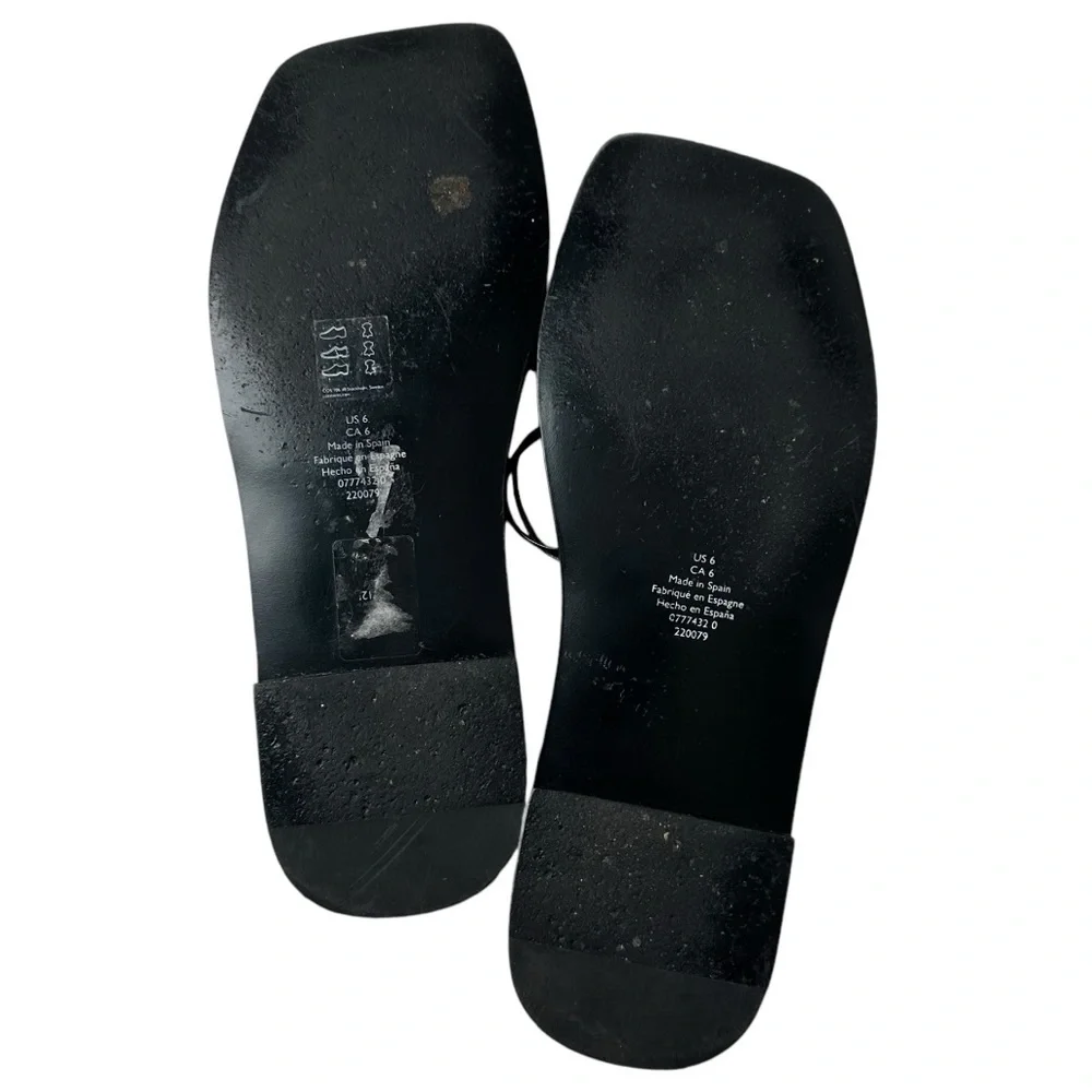 COS Size 6 Black Leather Slides Sandals Made in Spain Old Money Quiet Luxury - Picture 6 of 9